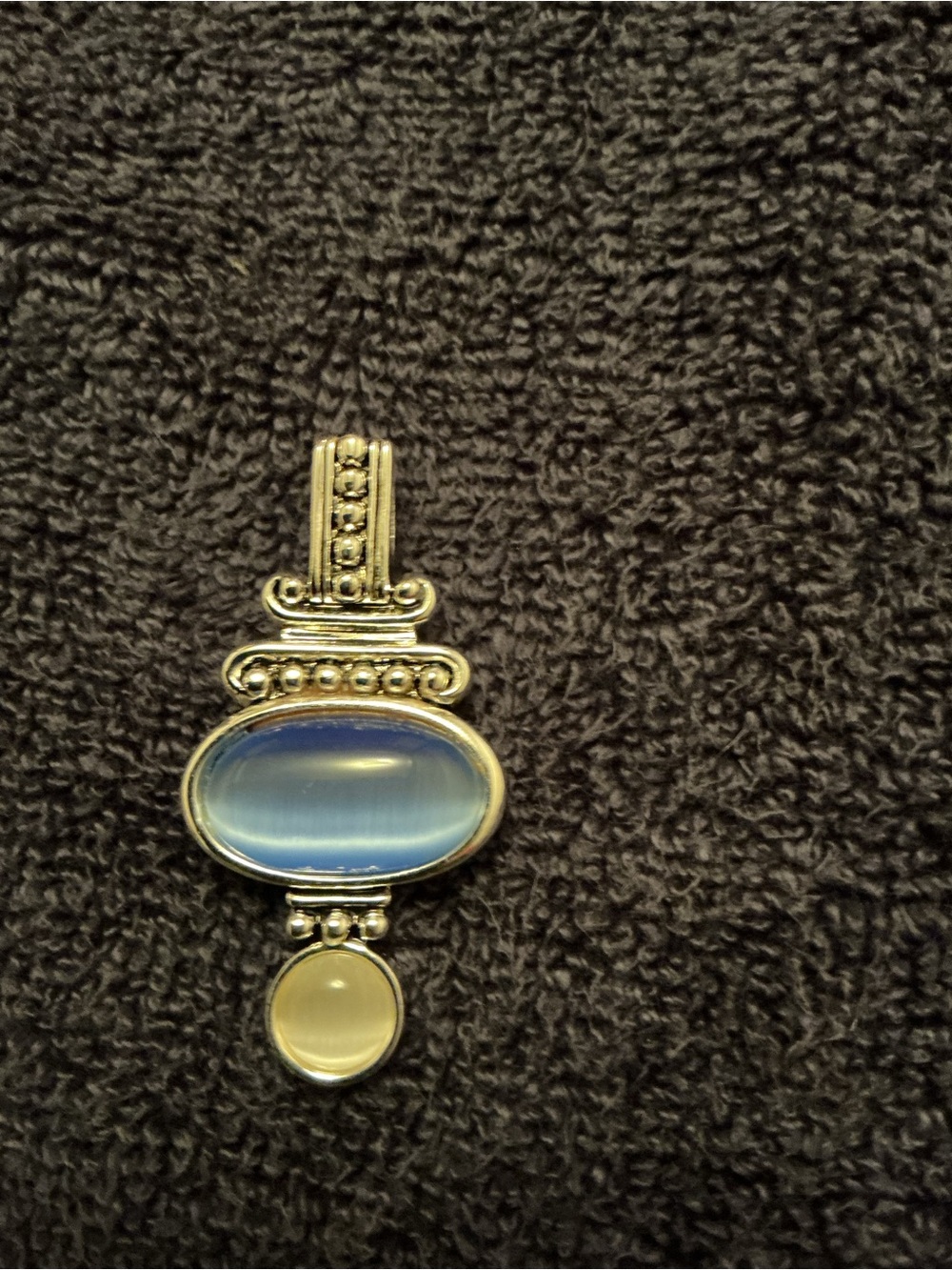 Blue Chalcedony Drop Pendant in Silver-Tone Setting